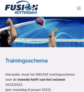 Nieuw trainingsschema jan 2023